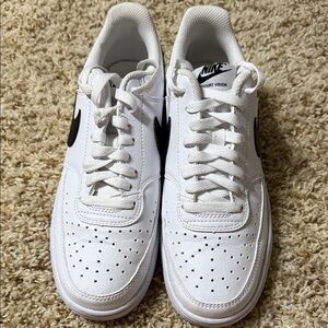 Nike White and Black Court Vision Sneakers